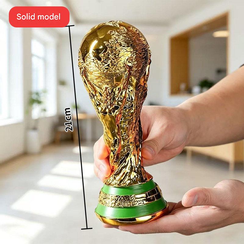 FIFA World Cup trophy with a glossy gold finish and luxurious design.