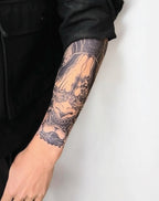 Japanese Oni Mask Half Sleeve Semi-Permanent Tattoo