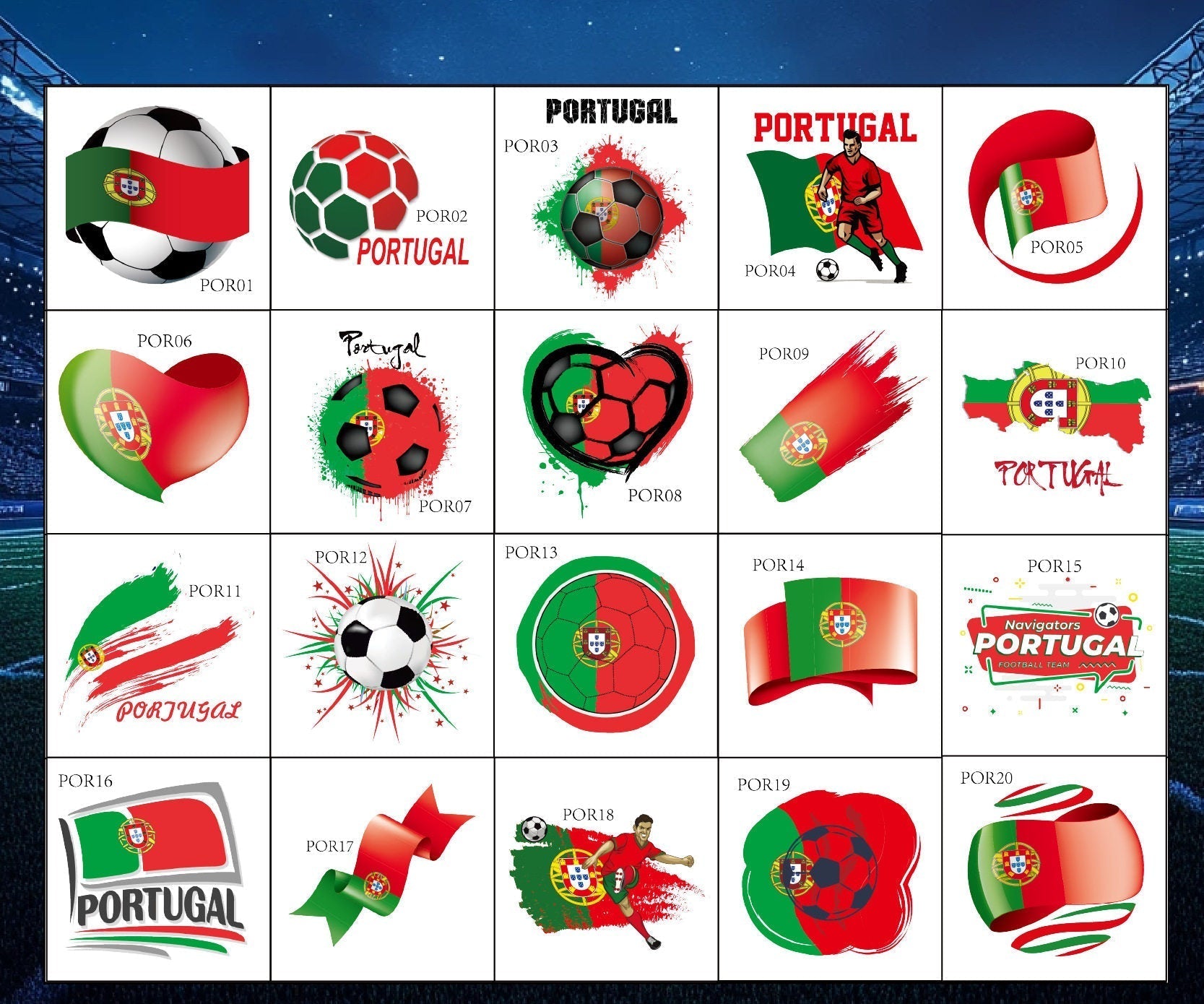 World Cup temporary tattoos with various high-quality team designs