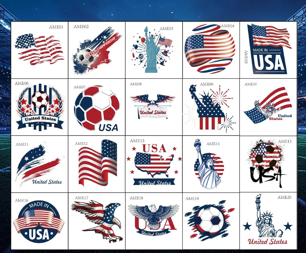 World Cup temporary tattoos with various high-quality team designs