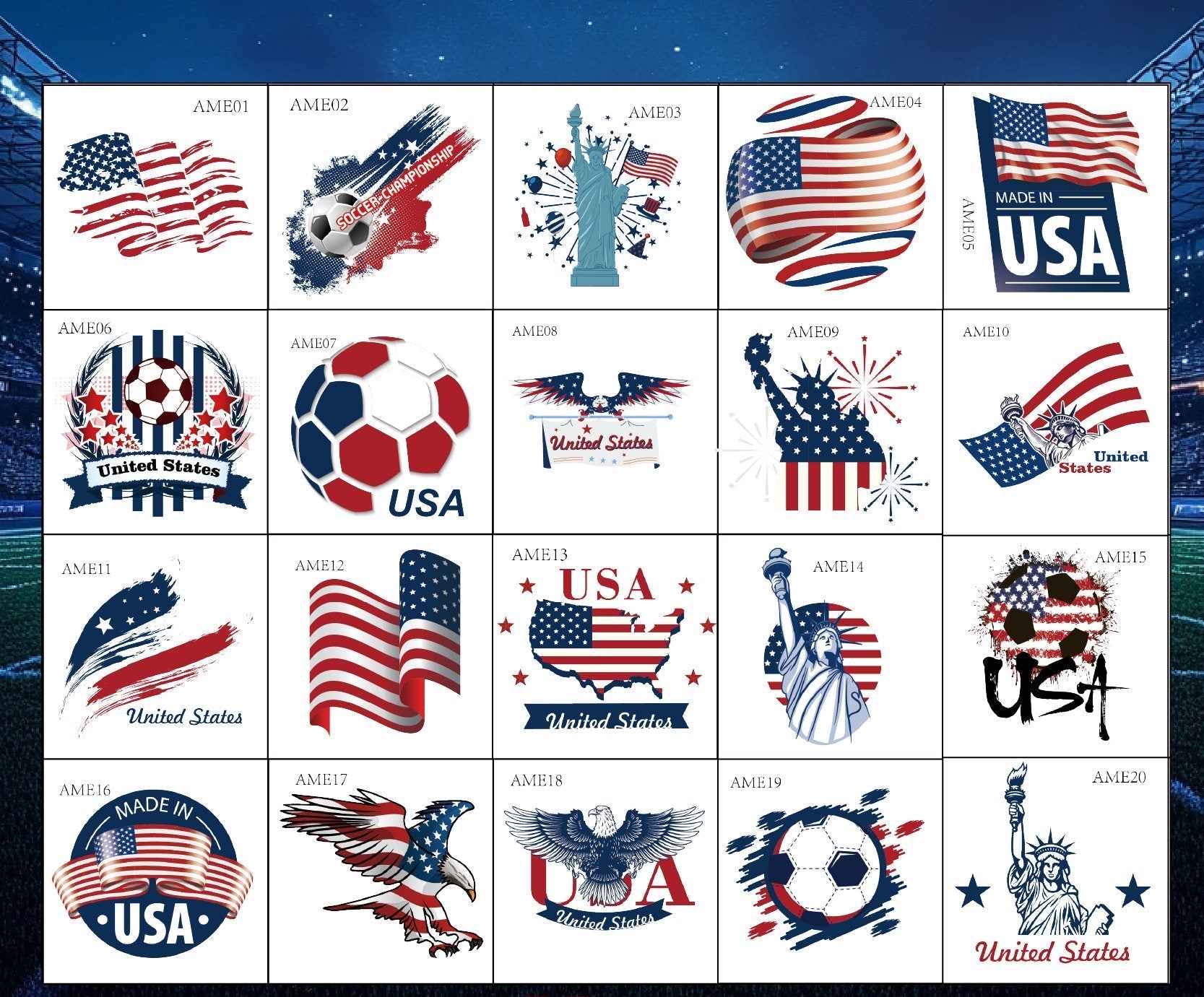 World Cup temporary tattoos with various high-quality team designs