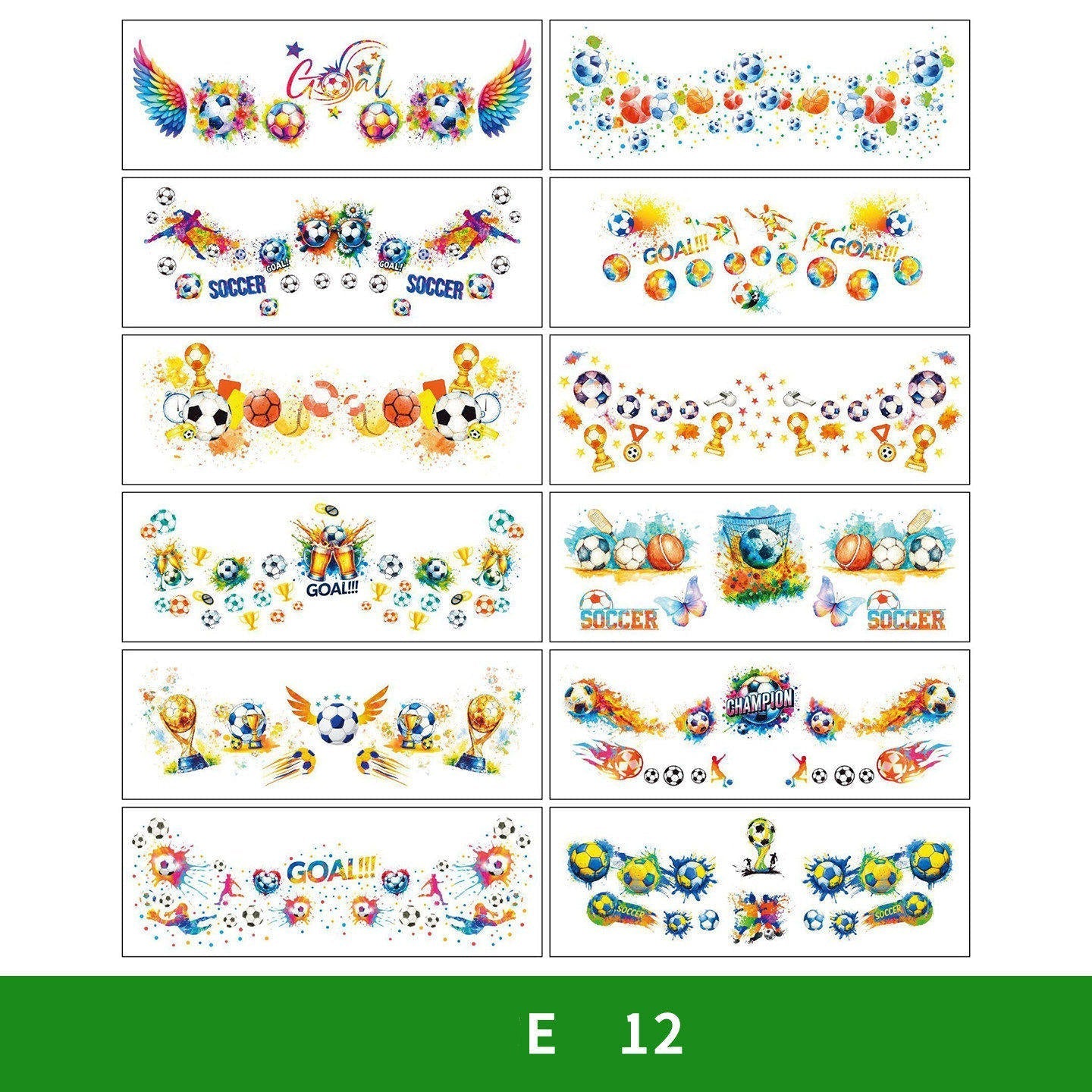 World Cup Watching Fan Face Atmosphere Decorative Sticker Waterproof Sticker, Durable Washable Luminous Football Tattoo Sticker