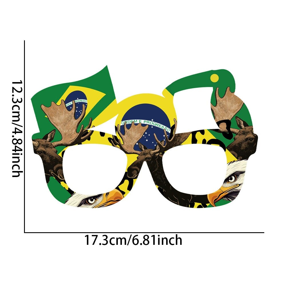 Glasses and floats with designs featuring national flags to support sports teams