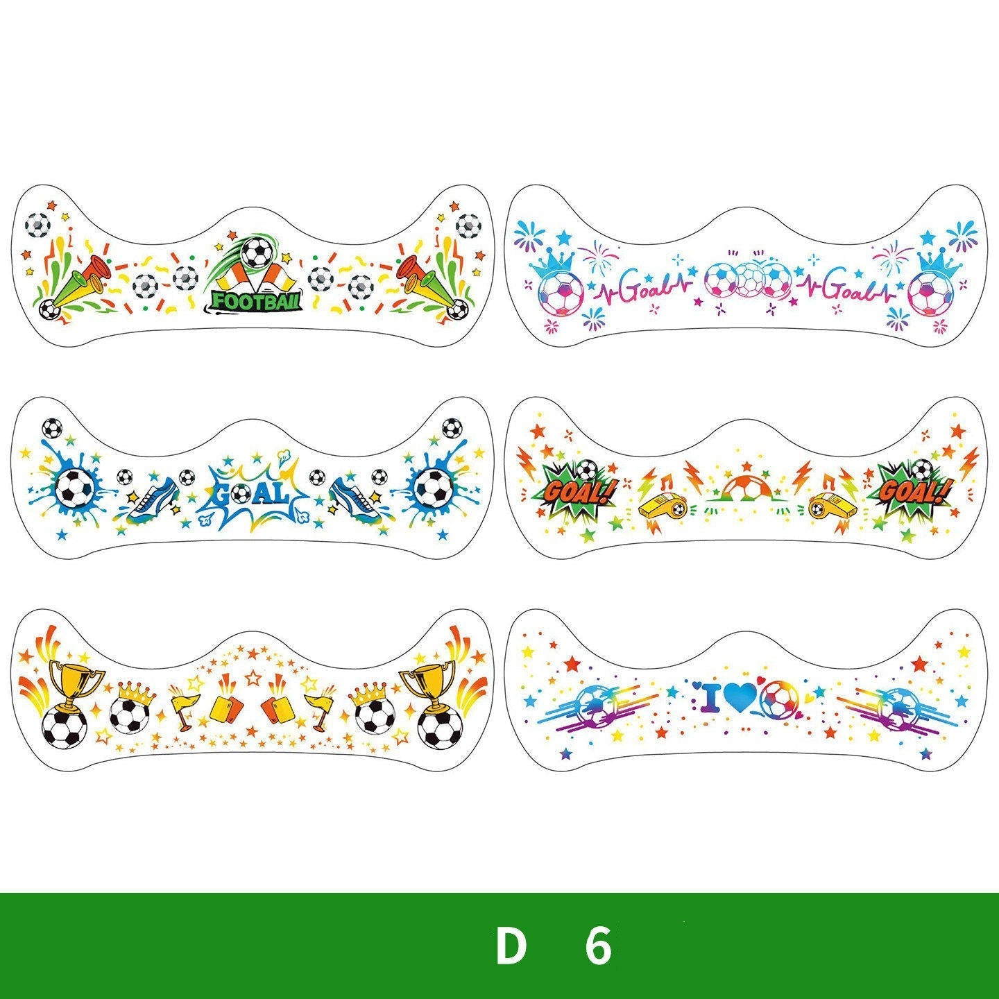 World Cup Watching Fan Face Atmosphere Decorative Sticker Waterproof Sticker, Durable Washable Luminous Football Tattoo Sticker