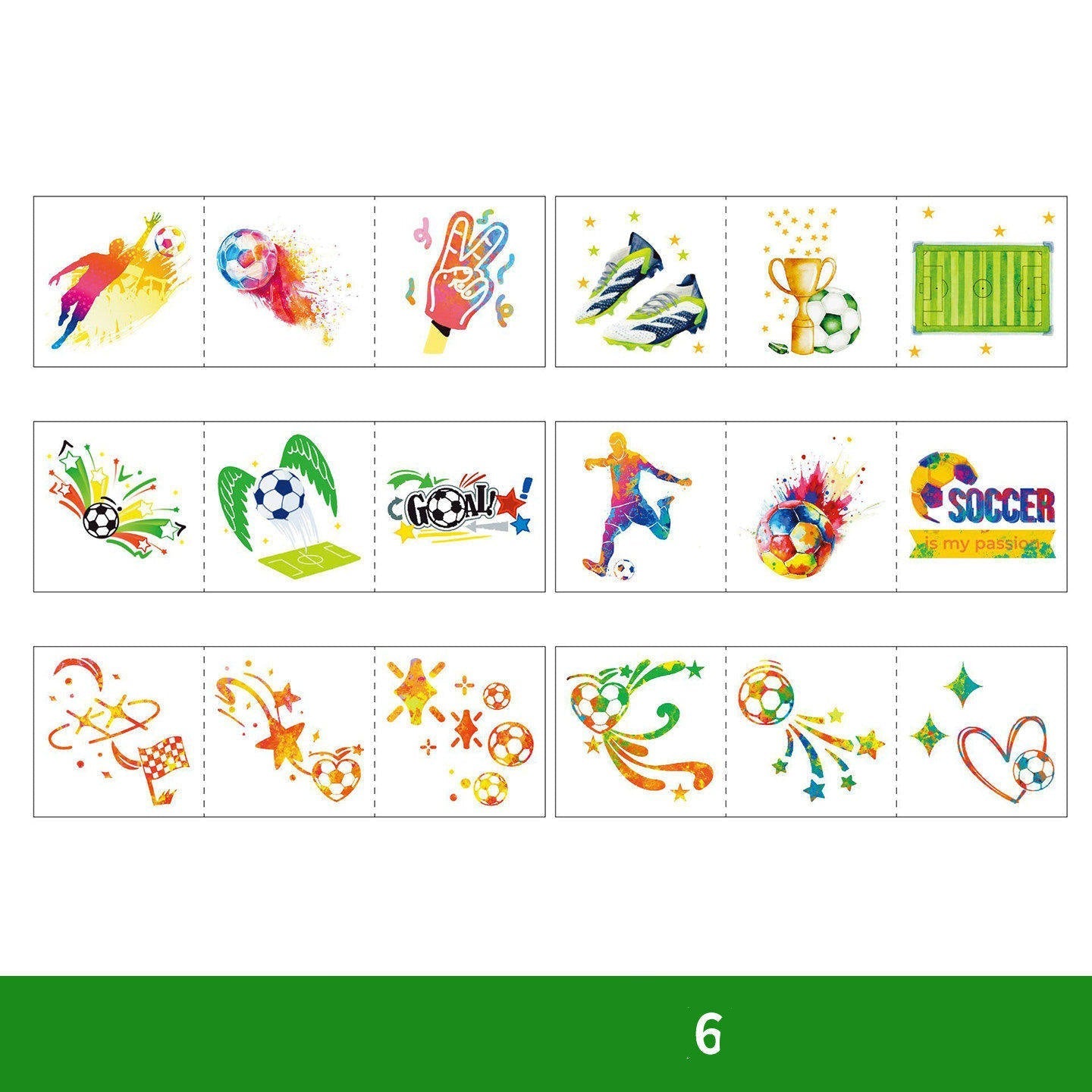 World Cup Watching Fan Face Atmosphere Decorative Sticker Waterproof Sticker, Durable Washable Luminous Football Tattoo Sticker