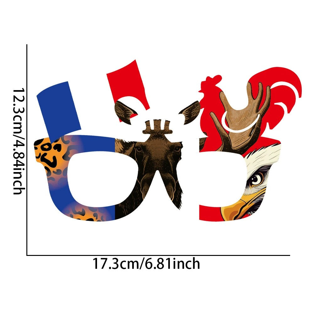 Glasses and floats with designs featuring national flags to support sports teams