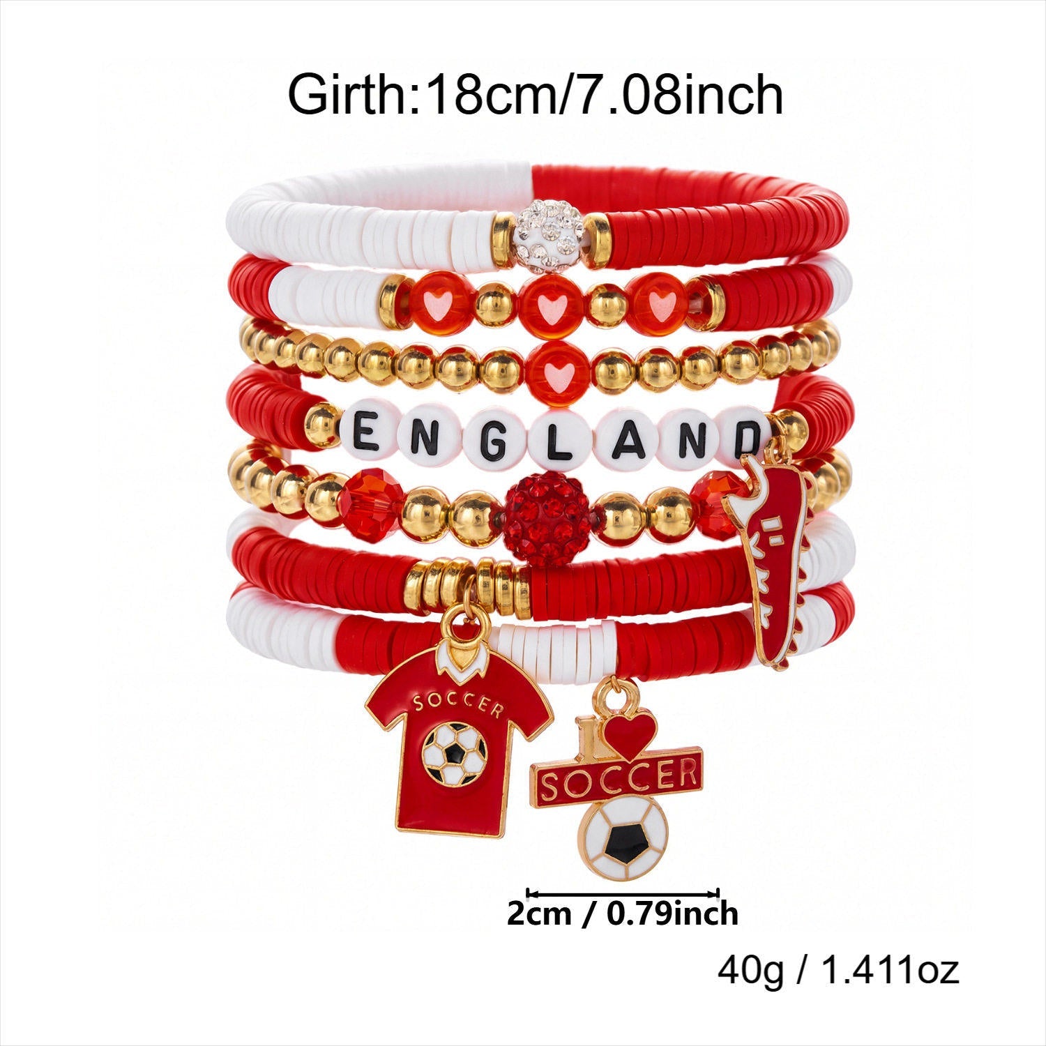 A trendy beaded bracelet with a distinctive sporty design for soccer lovers.