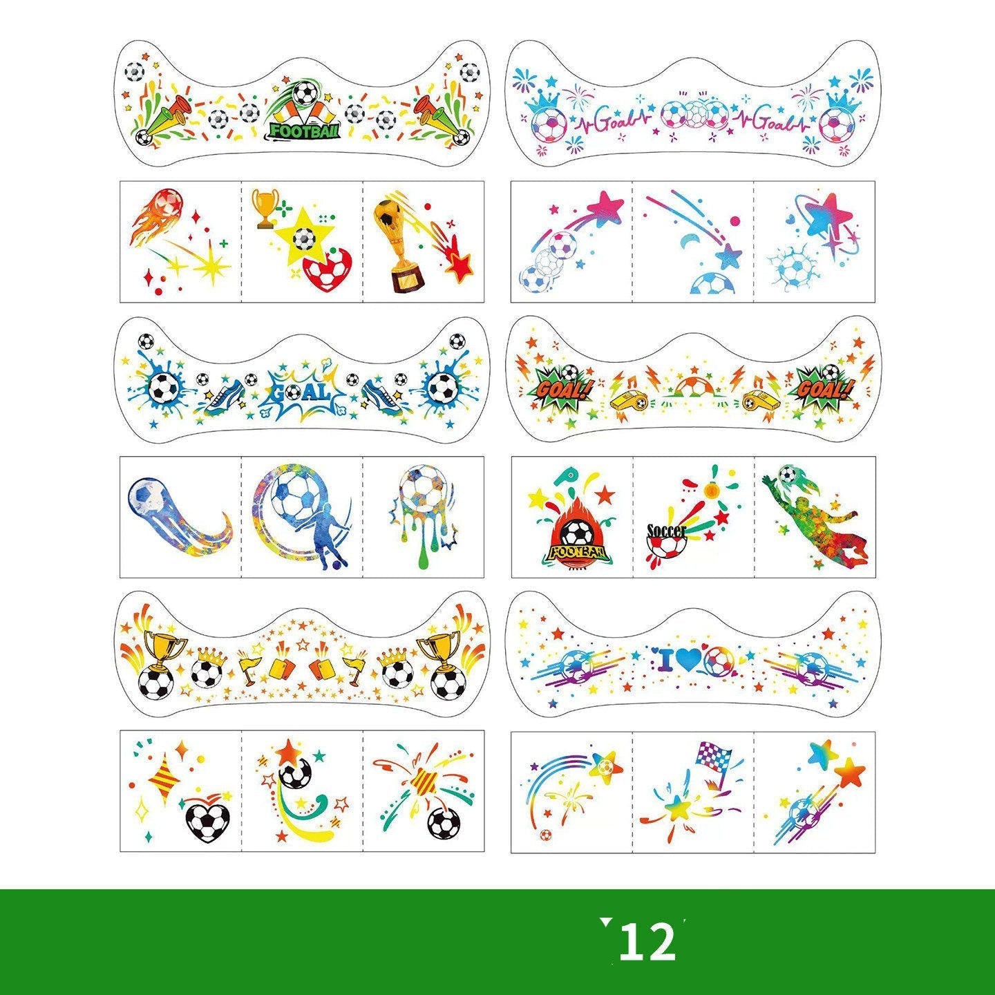 World Cup Watching Fan Face Atmosphere Decorative Sticker Waterproof Sticker, Durable Washable Luminous Football Tattoo Sticker