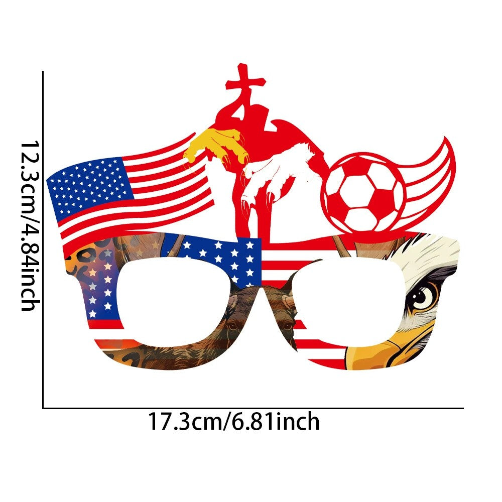 Glasses and floats with designs featuring national flags to support sports teams
