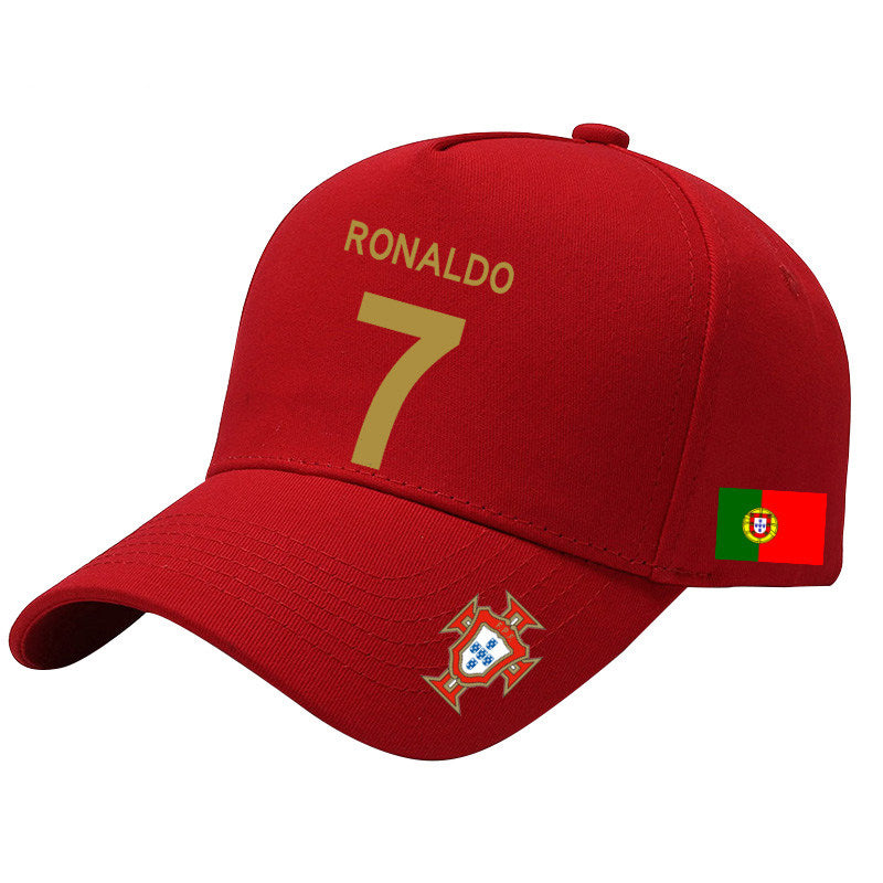 Ronaldo number 7 cap with a multicolored Portuguese flag design