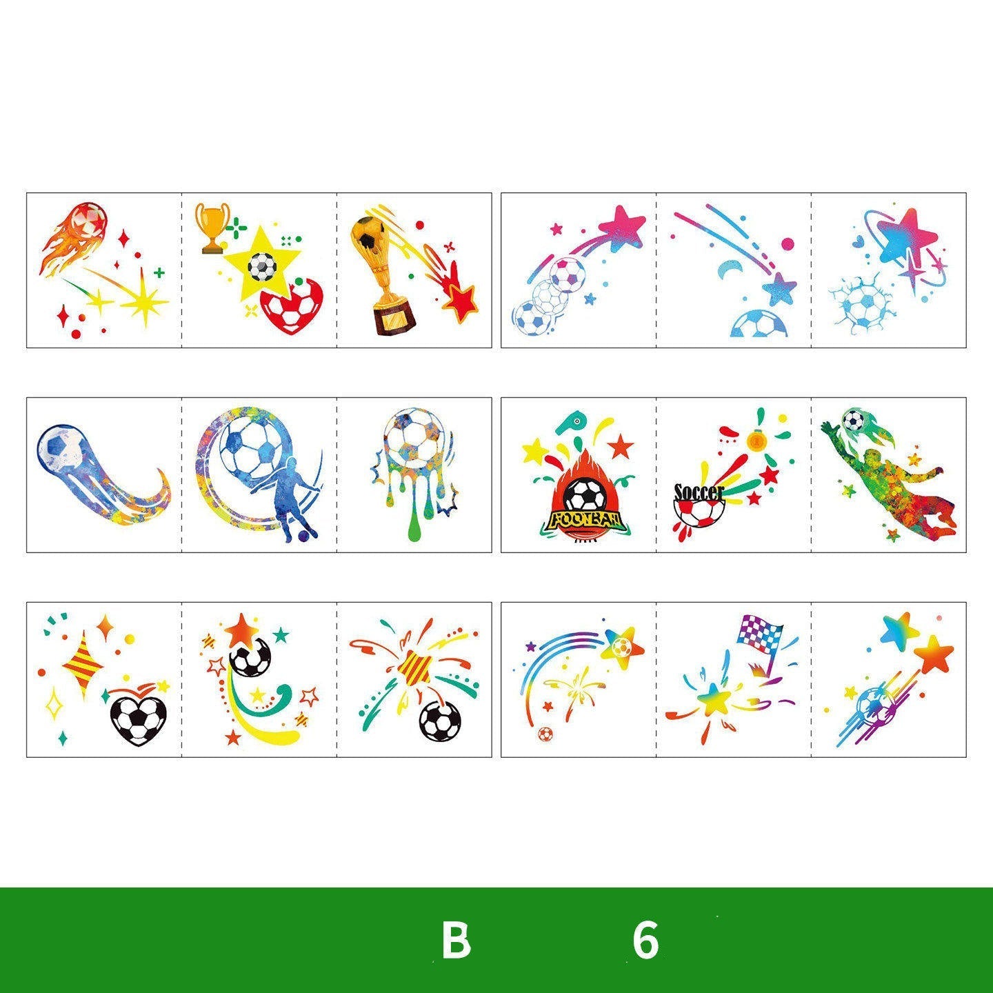 World Cup Watching Fan Face Atmosphere Decorative Sticker Waterproof Sticker, Durable Washable Luminous Football Tattoo Sticker