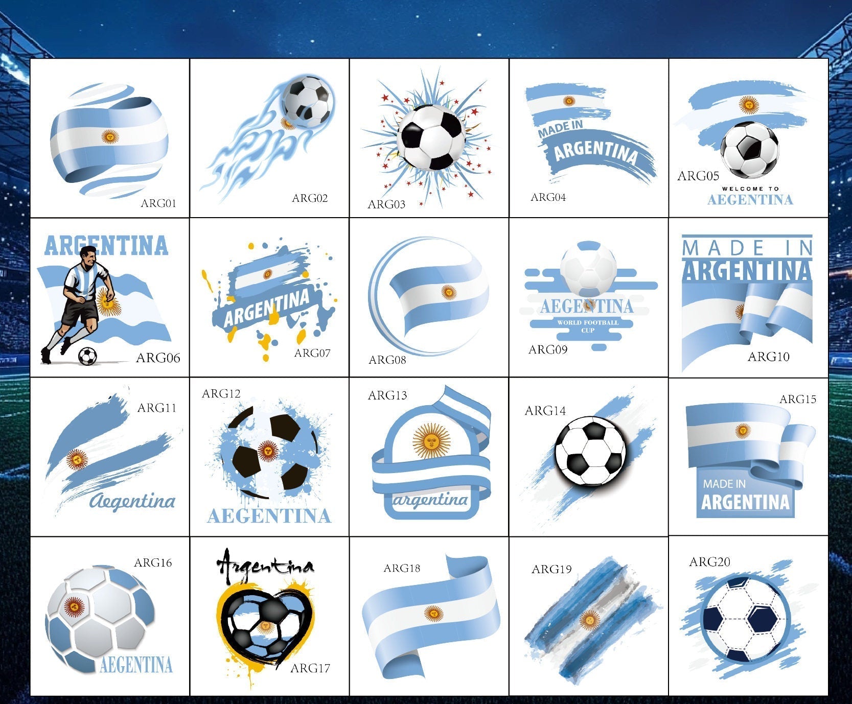 World Cup temporary tattoos with various high-quality team designs