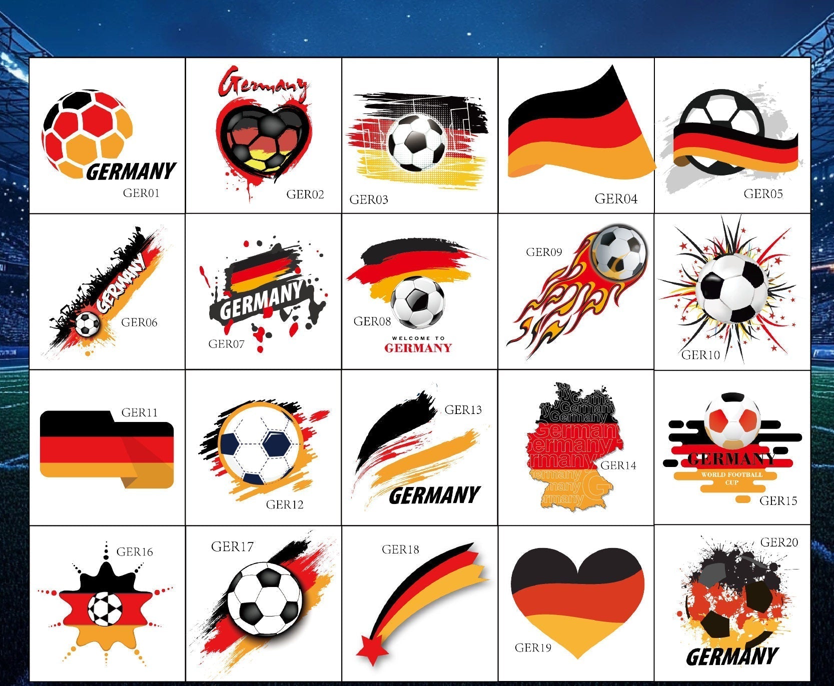 World Cup temporary tattoos with various high-quality team designs