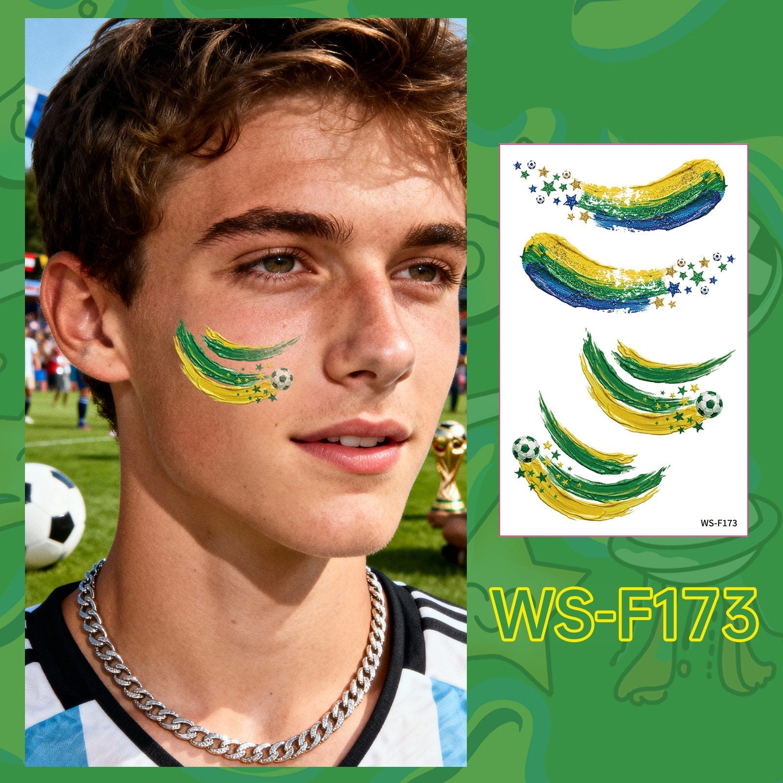 2026 World Cup Temporary Tattoos – Football Cheer Stickers for Face and Body