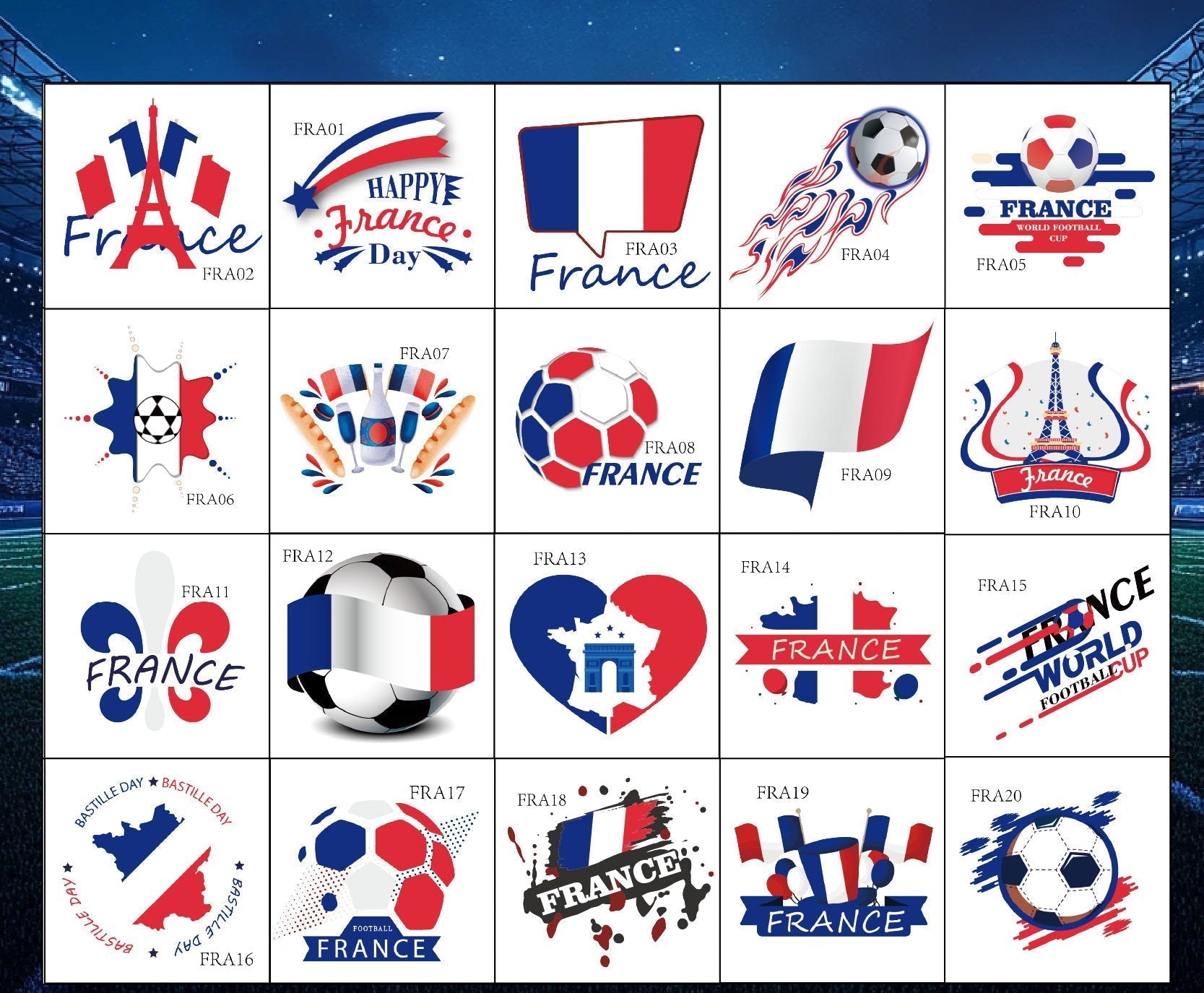 World Cup temporary tattoos with various high-quality team designs
