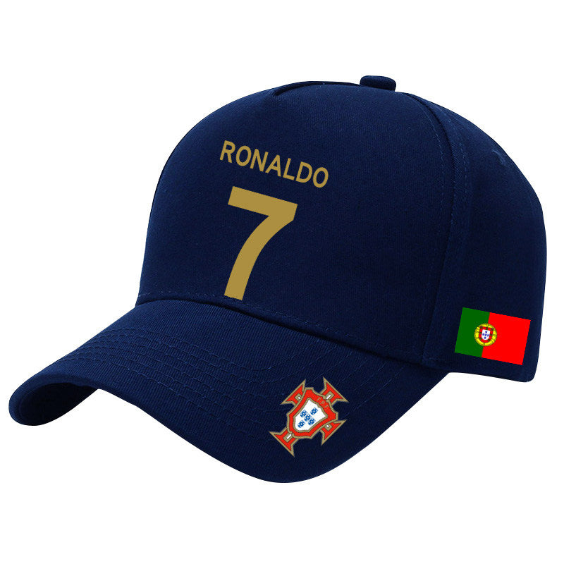 Ronaldo number 7 cap with a multicolored Portuguese flag design