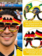 World Cup celebration glasses featuring designs of various national flags