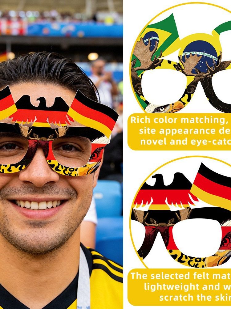World Cup celebration glasses featuring designs of various national flags