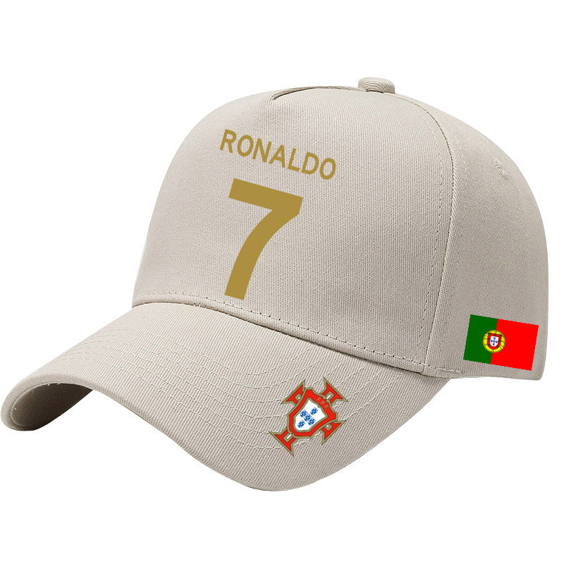 Ronaldo number 7 cap with a multicolored Portuguese flag design
