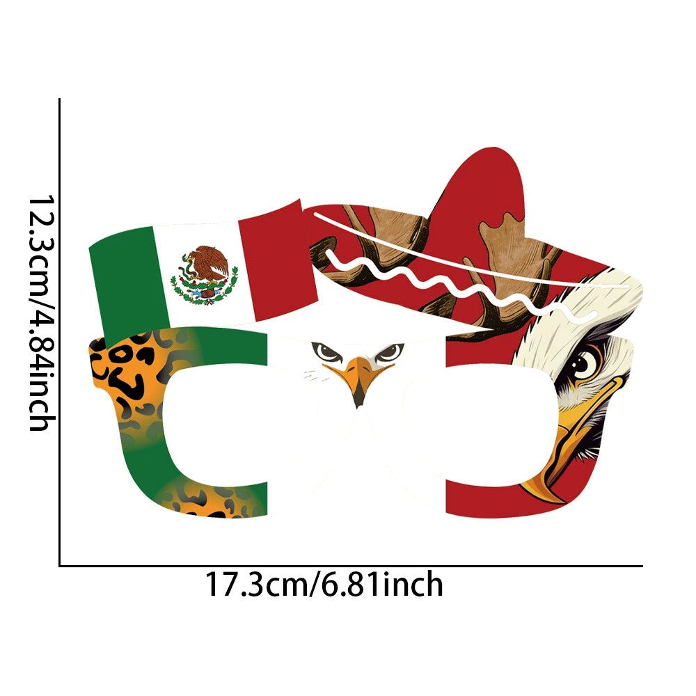 Glasses and floats with designs featuring national flags to support sports teams