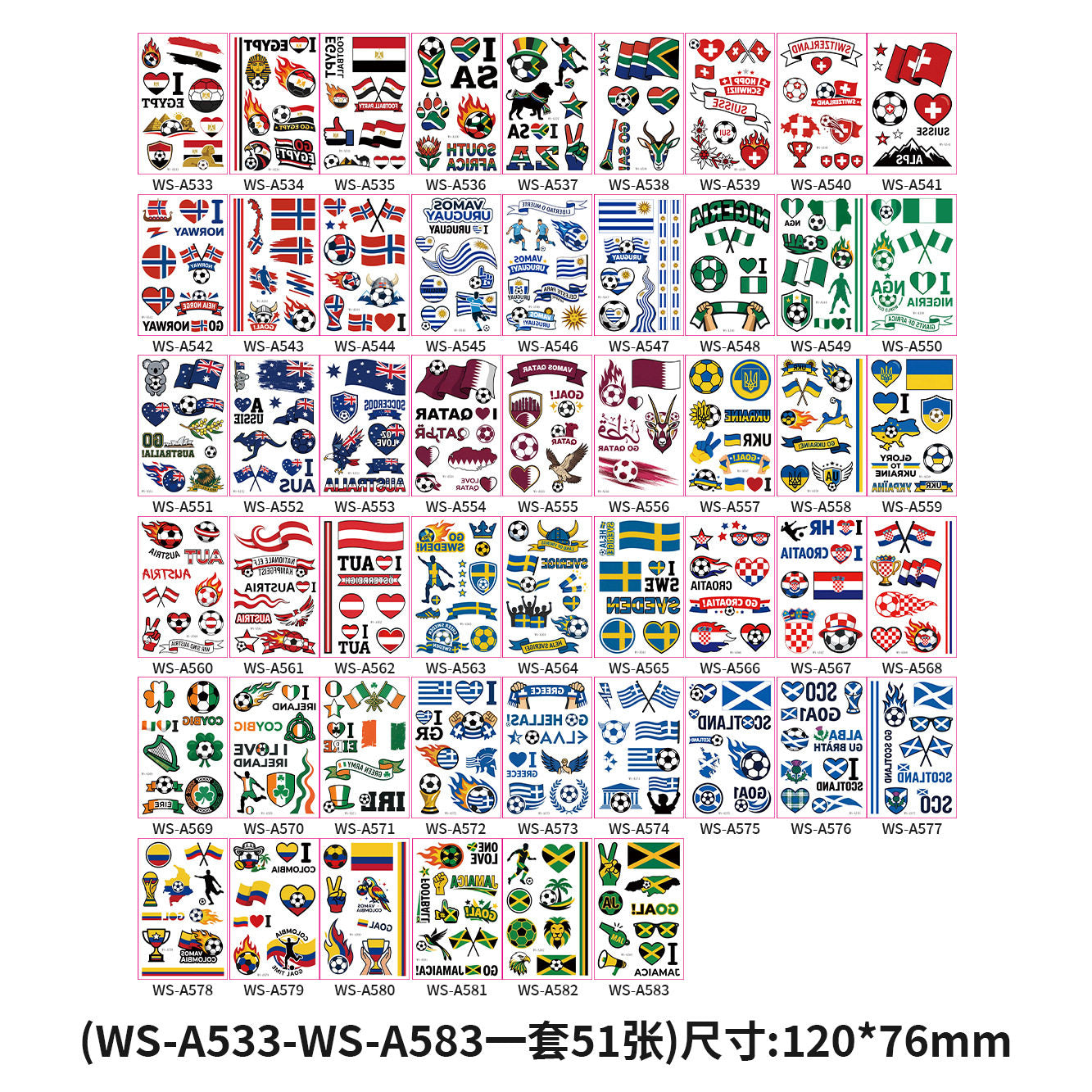 Tattoo stickers for the US, Canada, Mexico World Cup football rugby tournament, America's Cup face paper, waterproof sweat-resistant hair 10 sheets