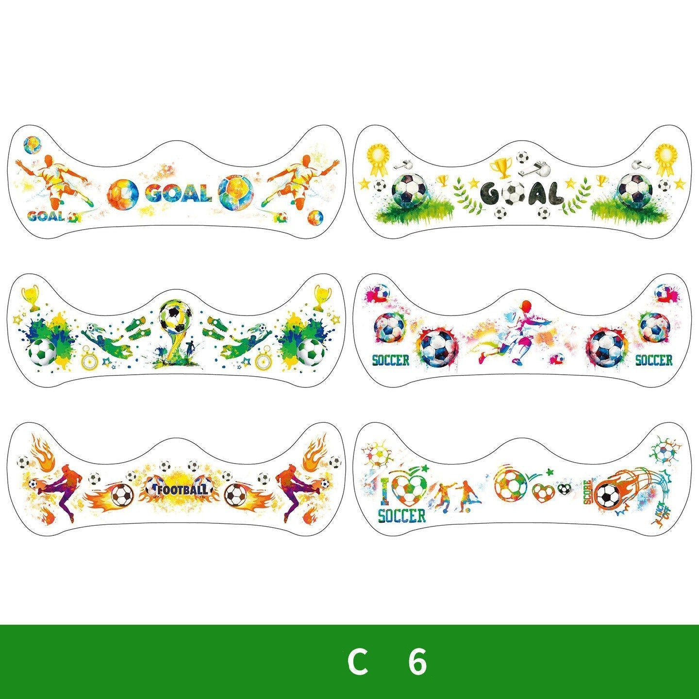 World Cup Watching Fan Face Atmosphere Decorative Sticker Waterproof Sticker, Durable Washable Luminous Football Tattoo Sticker