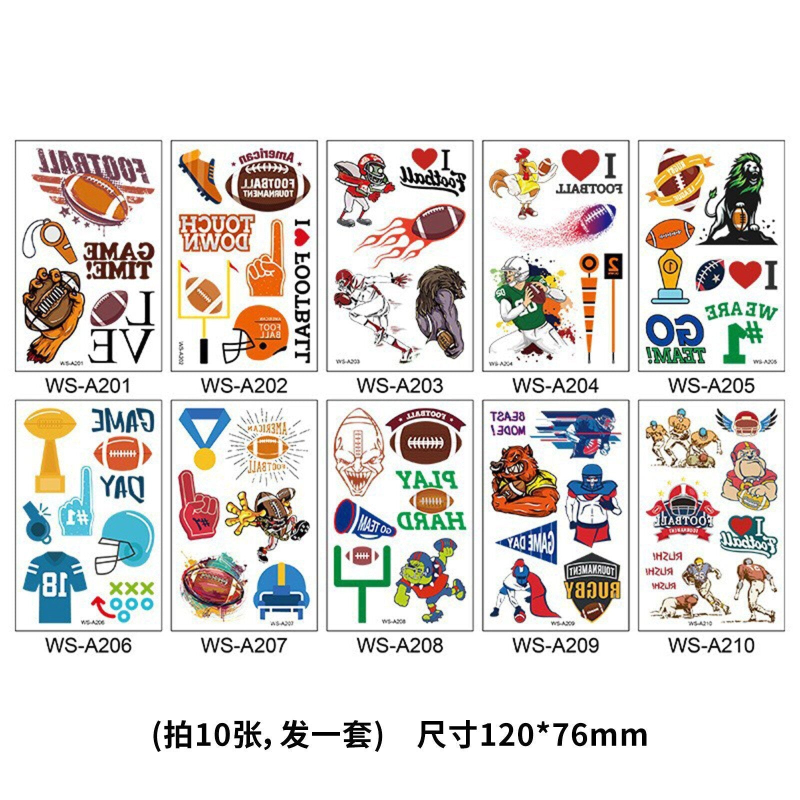 Tattoo stickers for the US, Canada, Mexico World Cup football rugby tournament, America's Cup face paper, waterproof sweat-resistant hair 10 sheets