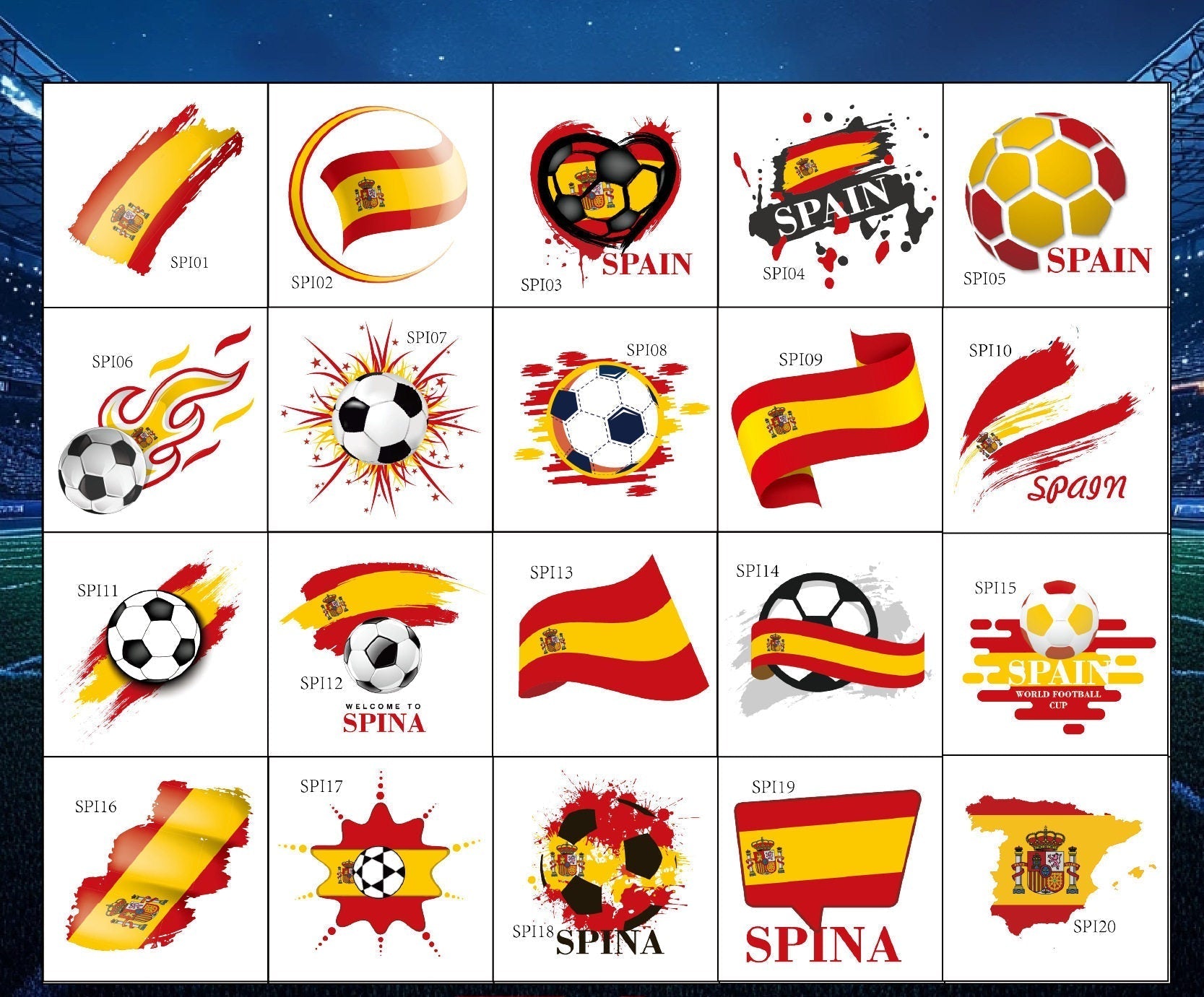 World Cup temporary tattoos with various high-quality team designs