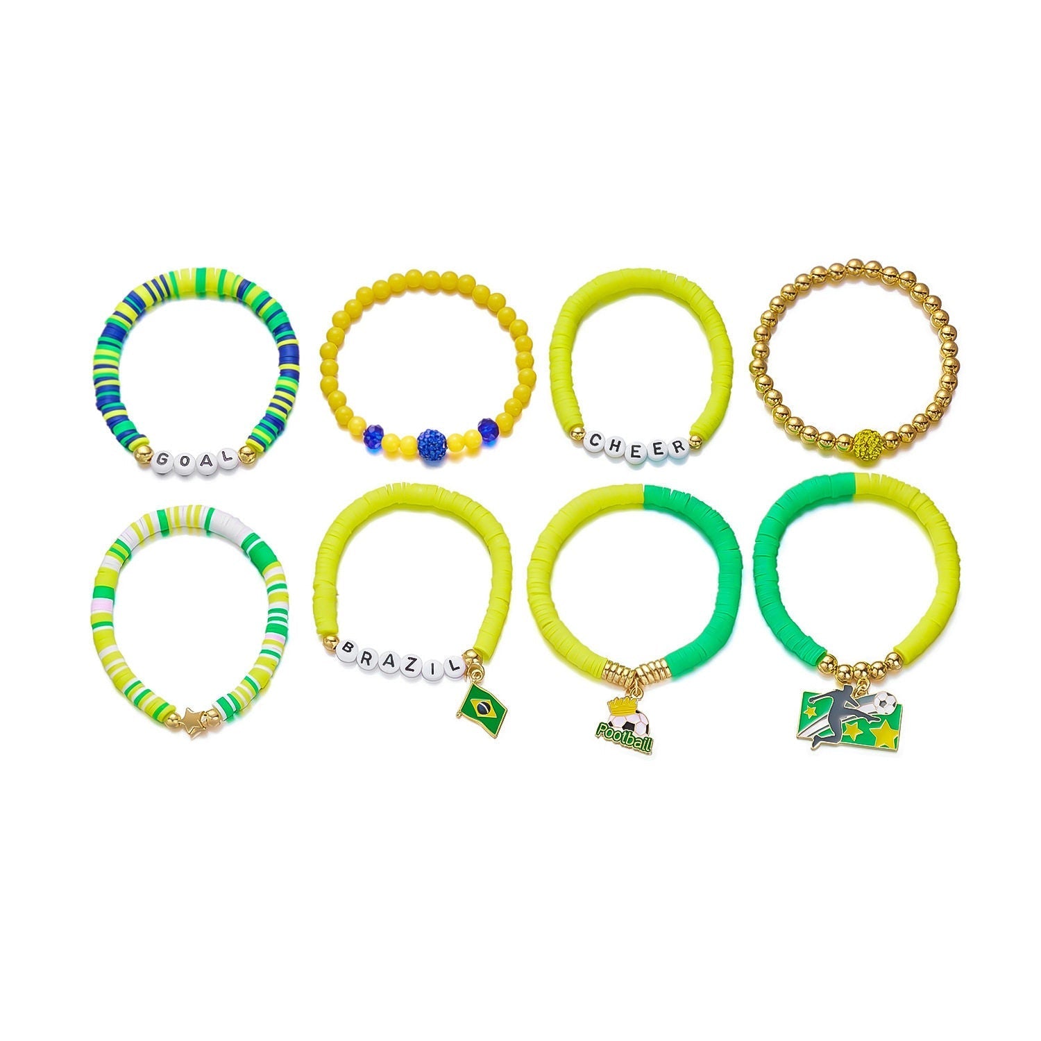 A trendy beaded bracelet with a distinctive sporty design for soccer lovers.