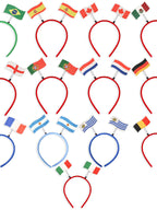 A headband featuring the flags of the world with a distinctive sheen, perfect for football fans.