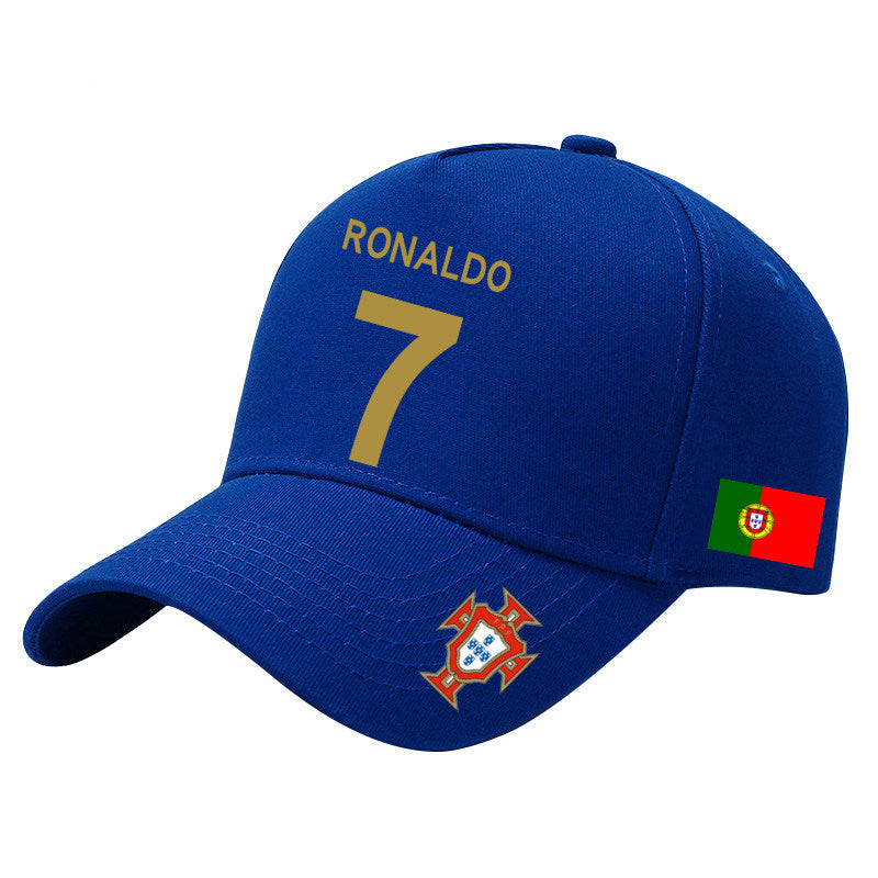 Ronaldo number 7 cap with a multicolored Portuguese flag design