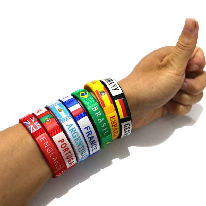 World Cup Style Fabric Wristband with Country Flag Designs