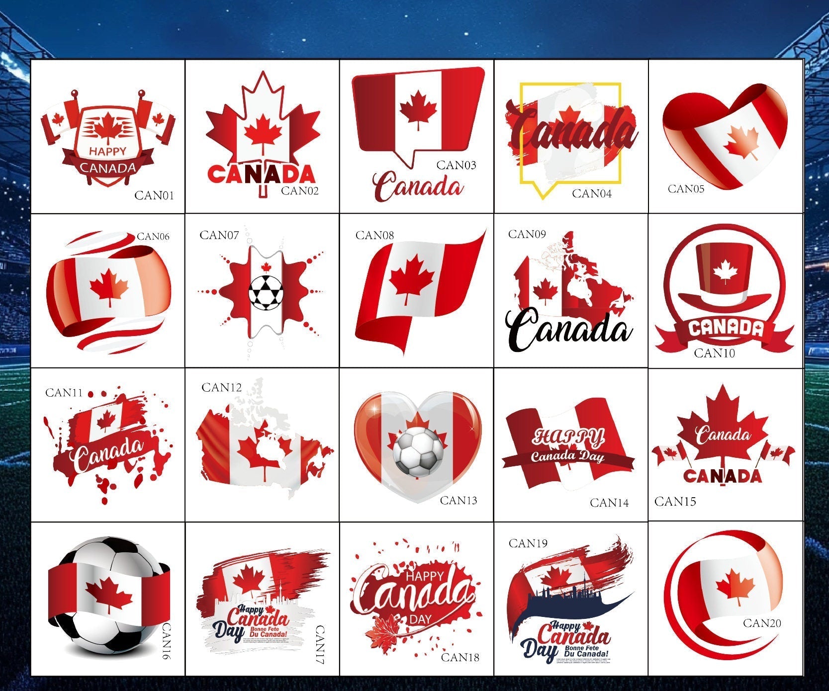 World Cup temporary tattoos with various high-quality team designs