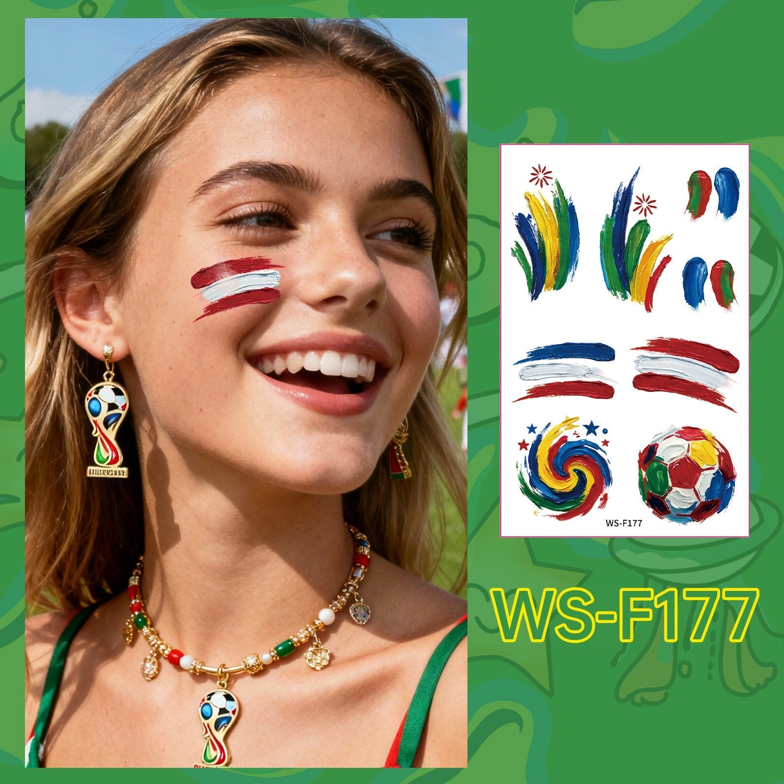 2026 World Cup Temporary Tattoos – Football Cheer Stickers for Face and Body