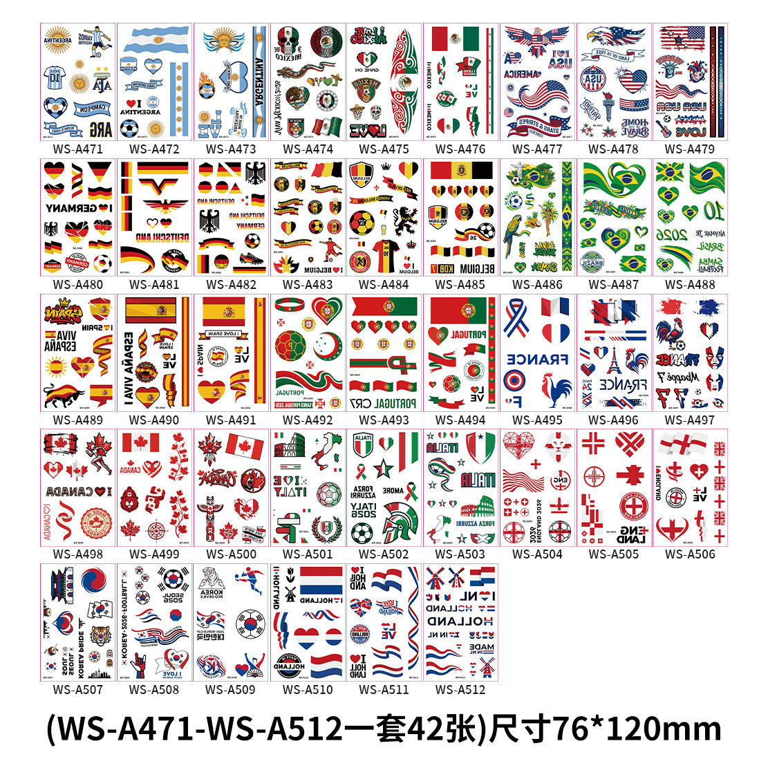 Tattoo stickers for the US, Canada, Mexico World Cup football rugby tournament, America's Cup face paper, waterproof sweat-resistant hair 10 sheets