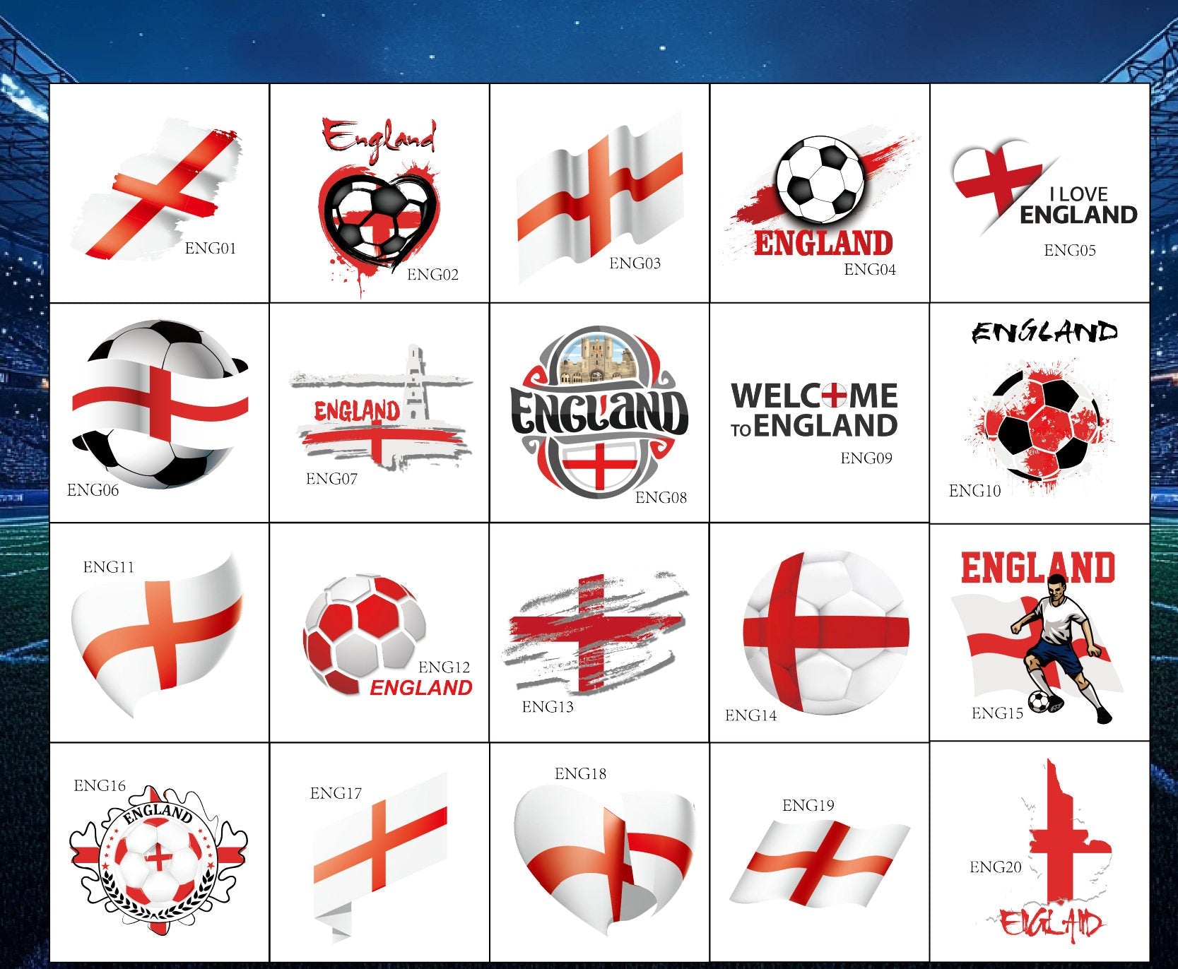 World Cup temporary tattoos with various high-quality team designs