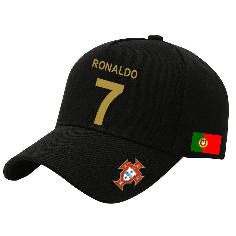 Ronaldo number 7 cap with a multicolored Portuguese flag design