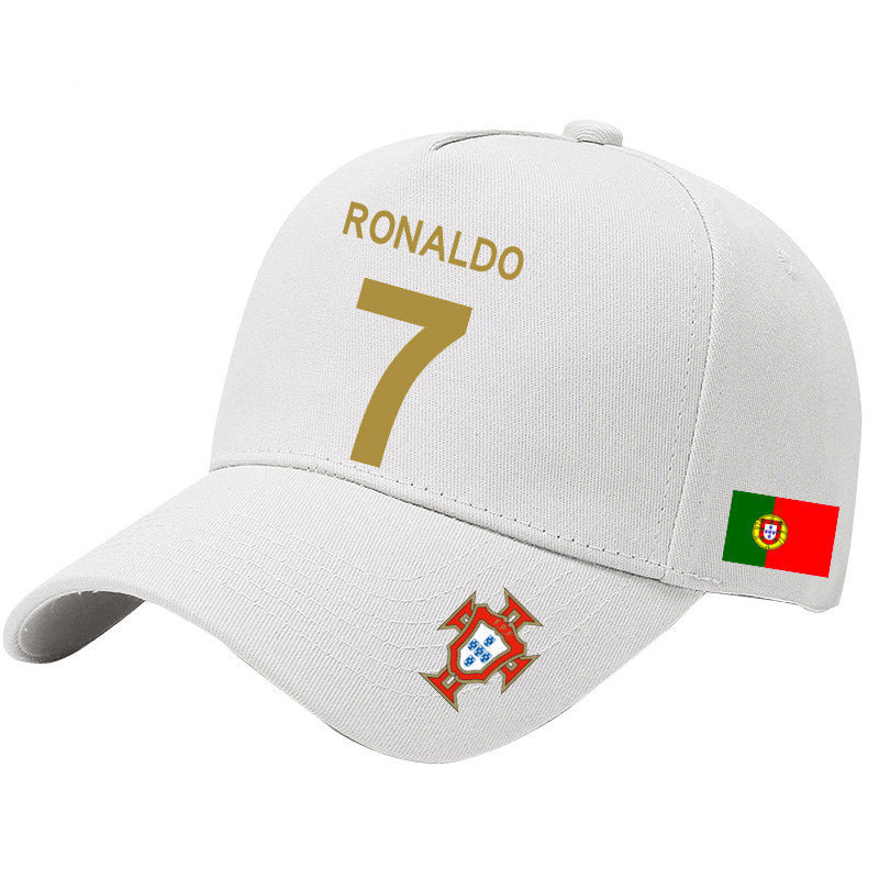 Ronaldo number 7 cap with a multicolored Portuguese flag design