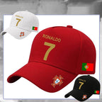 Ronaldo number 7 cap with a multicolored Portuguese flag design