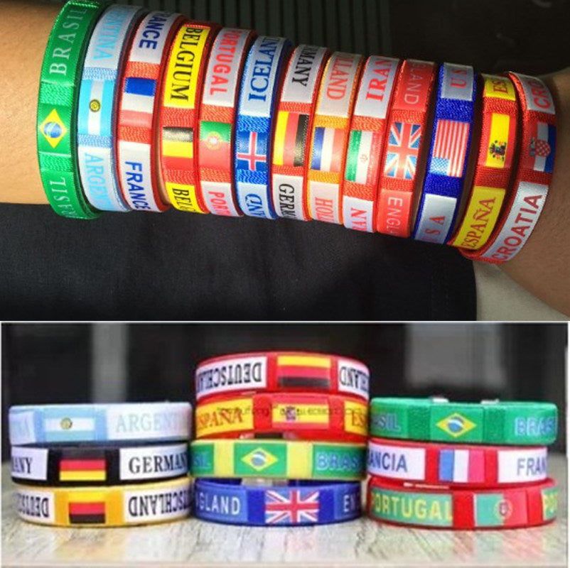 World Cup Style Fabric Wristband with Country Flag Designs