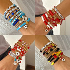 A trendy beaded bracelet with a distinctive sporty design for soccer lovers.