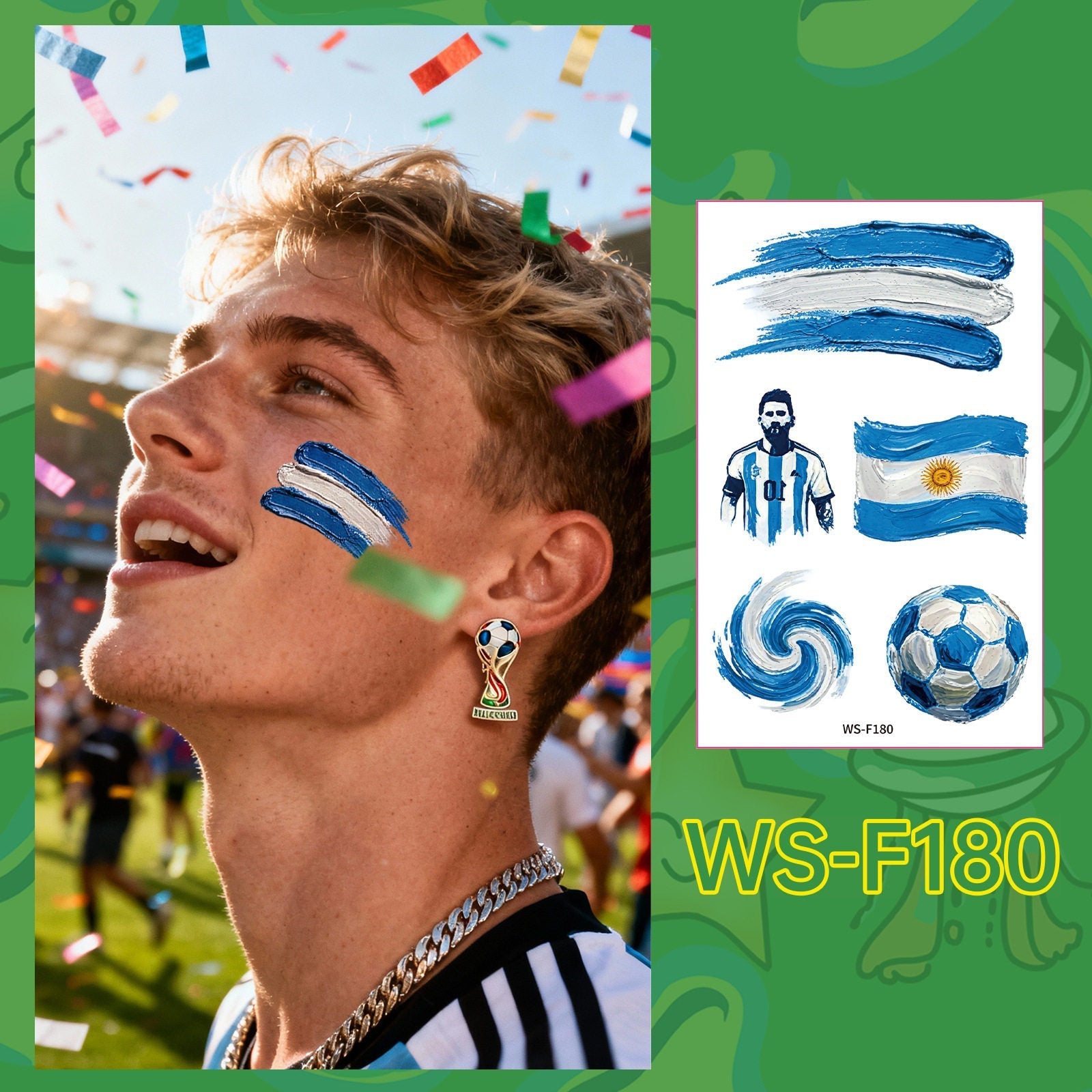 2026 World Cup Temporary Tattoos – Football Cheer Stickers for Face and Body