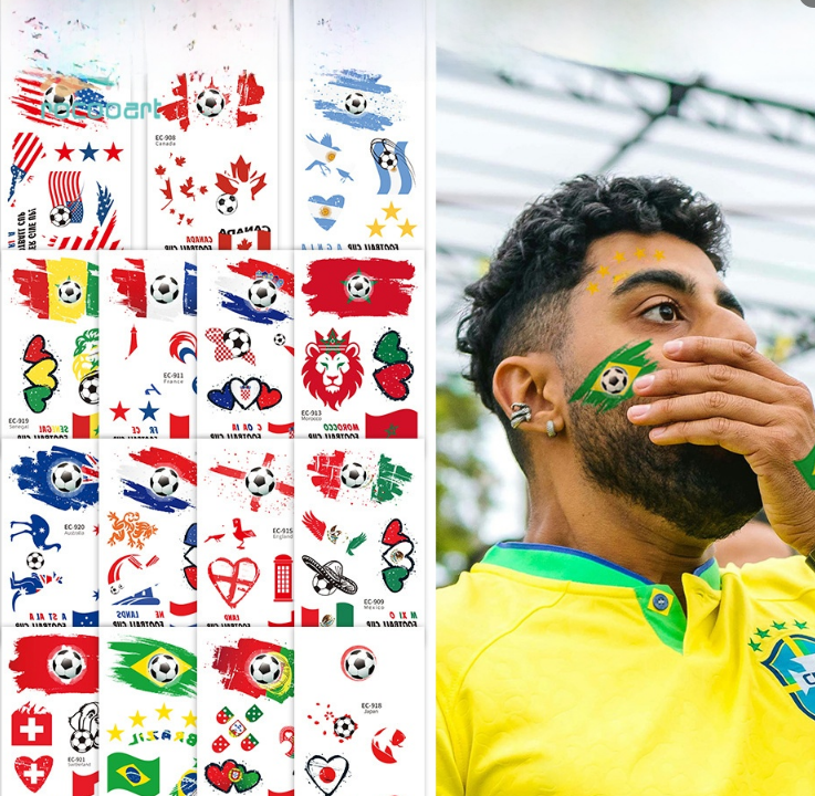 FIFA World Cup Soccer Nations Temporary Tattoos