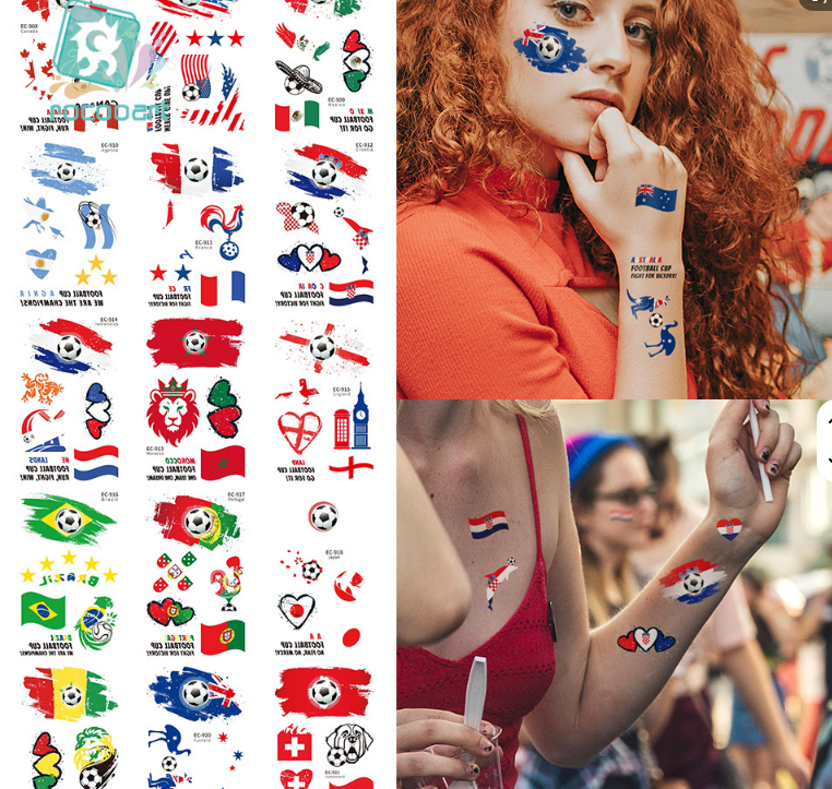 FIFA World Cup Soccer Nations Temporary Tattoos