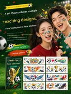 World Cup Watching Fan Face Atmosphere Decorative Sticker Waterproof Sticker, Durable Washable Luminous Football Tattoo Sticker