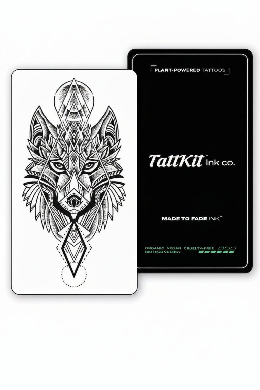 Geometric Wolf Semi-Permanent Tattoo Design