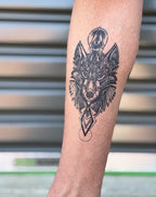 Geometric Wolf Semi-Permanent Tattoo Design