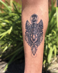 Geometric Wolf Semi-Permanent Tattoo Design