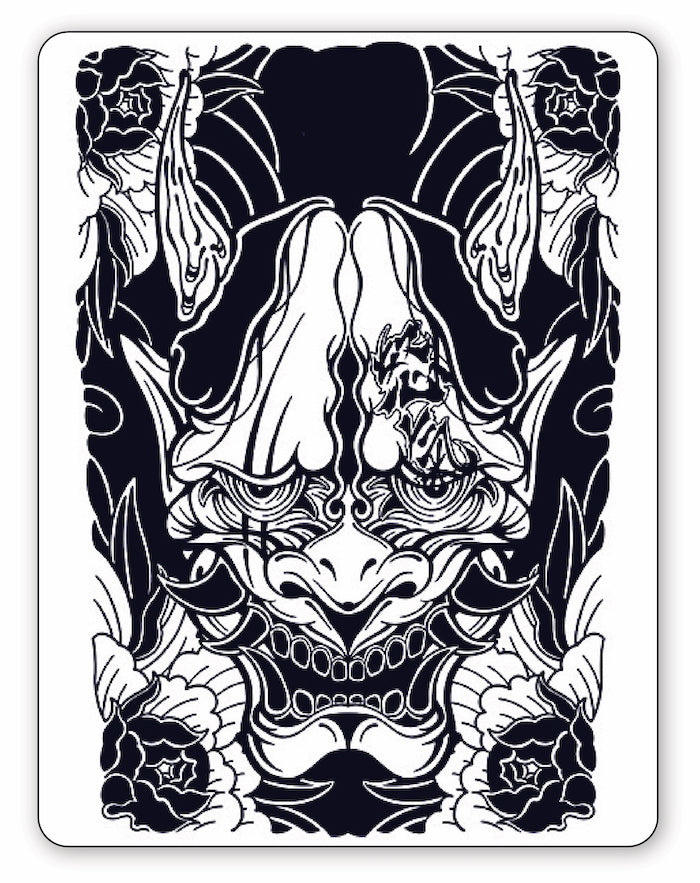 Japanese Oni Mask Half Sleeve Semi-Permanent Tattoo