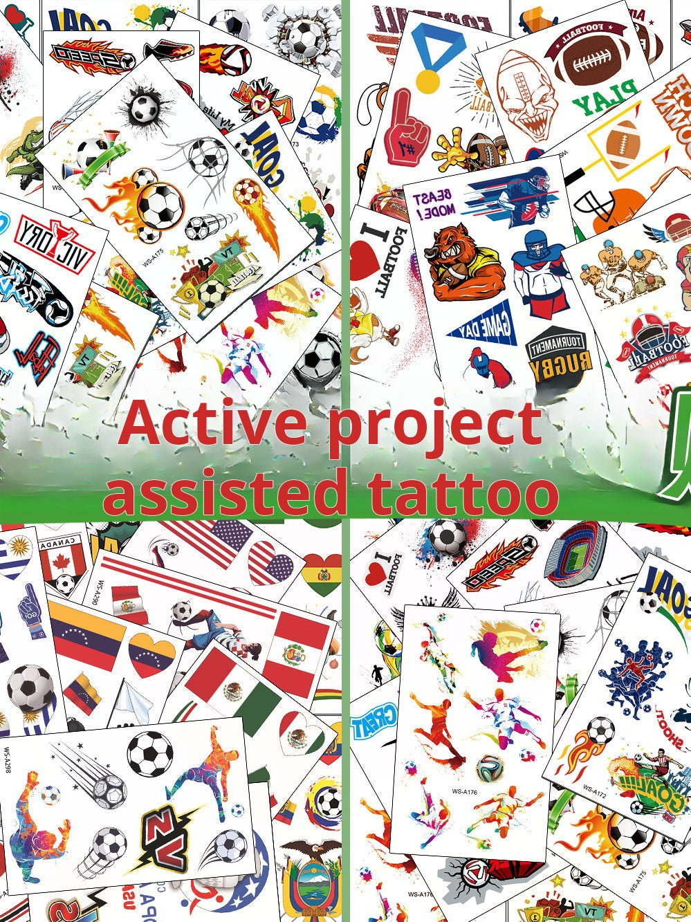 Tattoo stickers for the US, Canada, Mexico World Cup football rugby tournament, America's Cup face paper, waterproof sweat-resistant hair 10 sheets